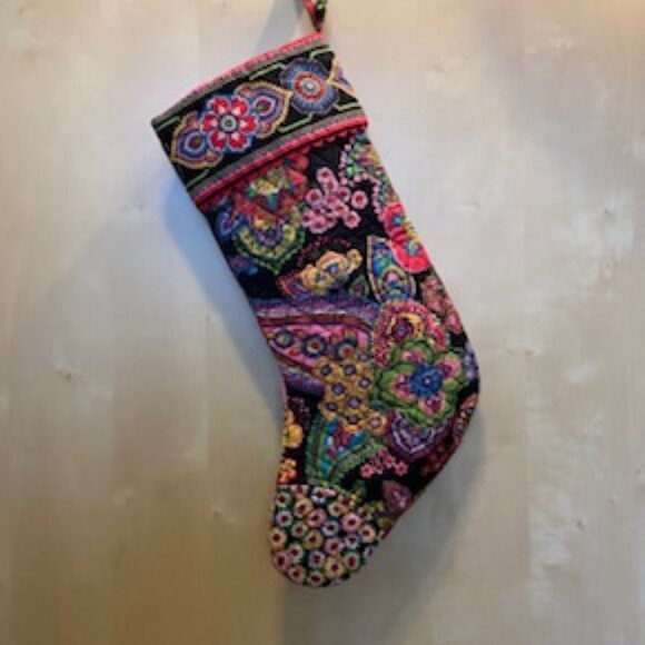 Vera Bradley Christmas Stocking – Retired Pattern – Quilted Paisley Black Multi - Picture 4 of 6